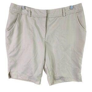 Womens Callaway Beige Flat Front Chino Shorts 9" Inseam 100% Polyester Size 14